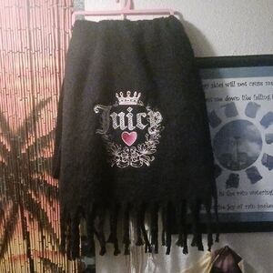 Juicy Couture Black Scarf with Pink Heart Detail
